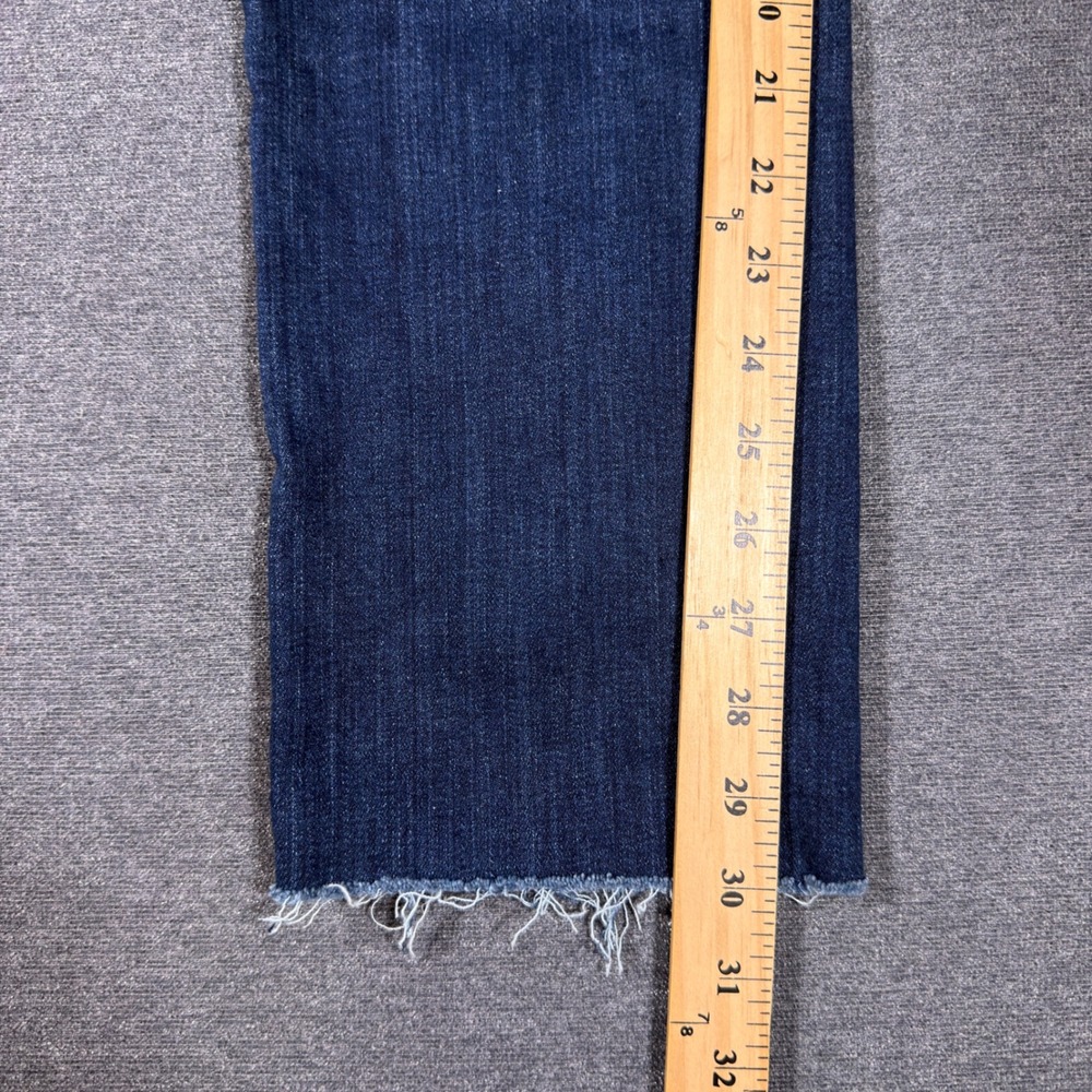 Levi's 724 High Rise Straight Jeans Women 26 Blue Raw Hem Dark Wash Stretch - Picture 8 of 10